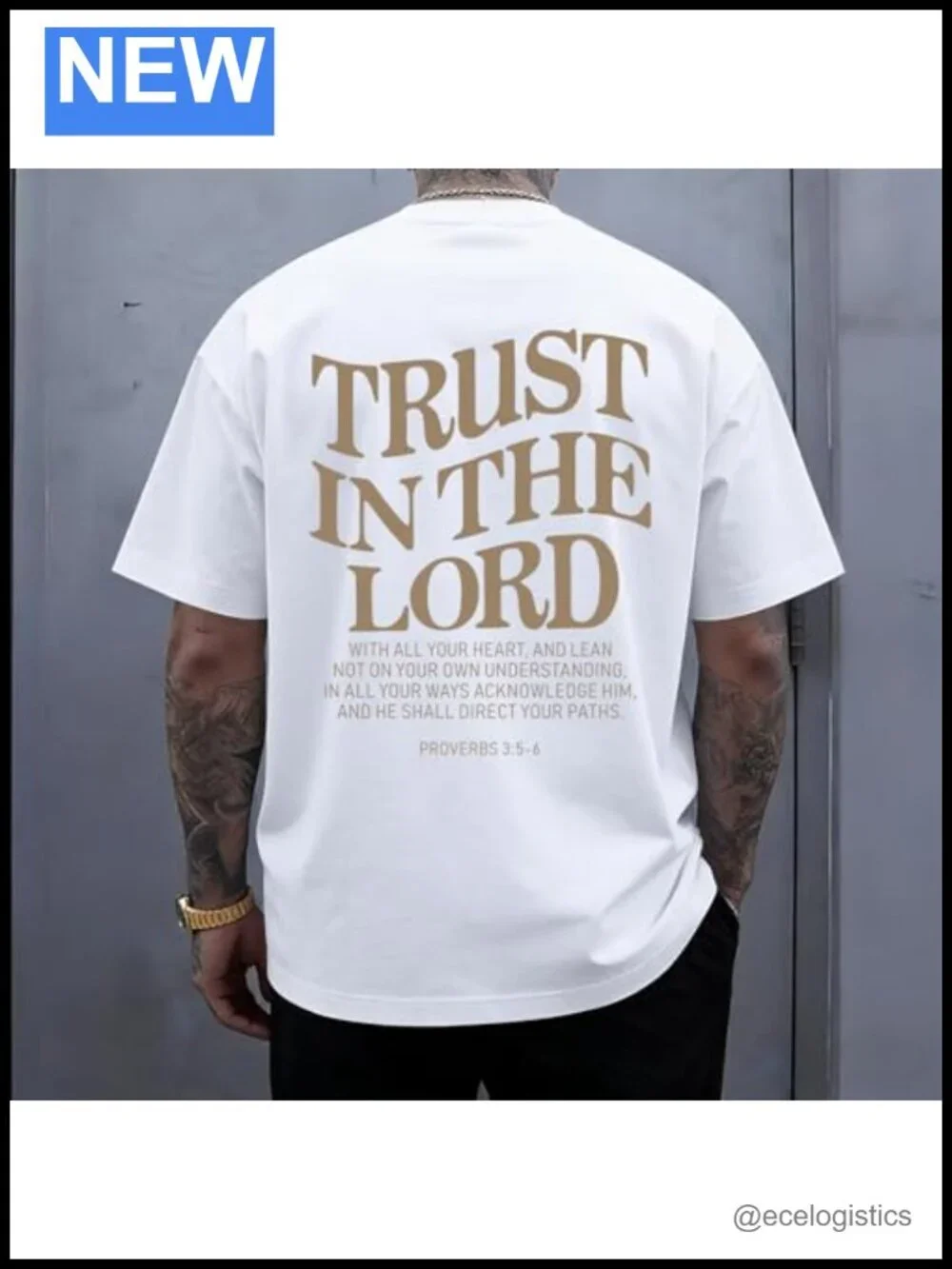 Christian Jesus Faith Bible Verse Oversized Graphic Cotton Tee Men